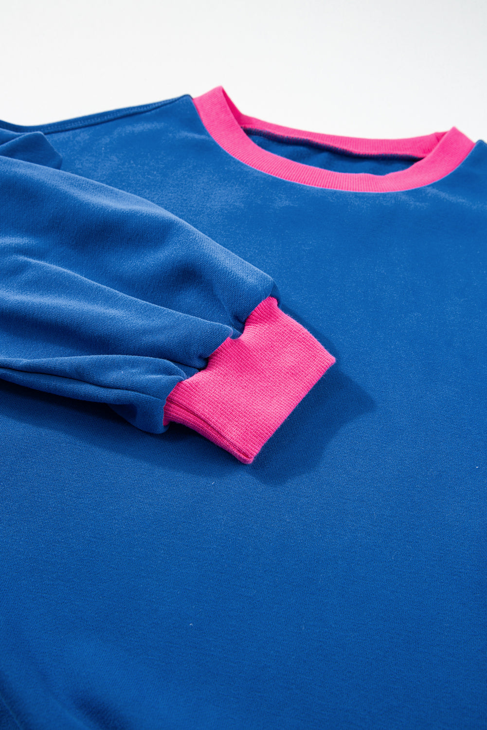 Blauw colorblock sweatshirt met bubbelmouwen