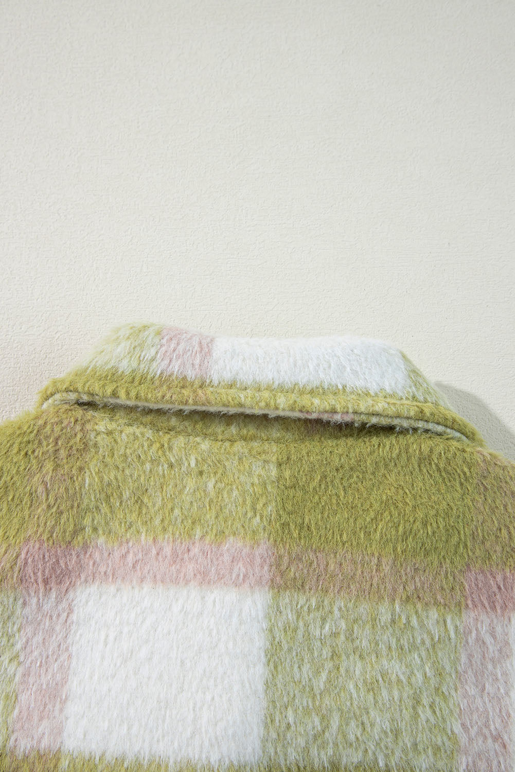 Saliegroene geruite print met klepzakken en knoopsluiting Baggy Shacket