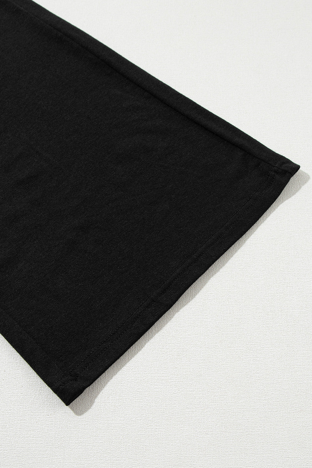 Zwart effen kleur T-shirt 2-delige broek met wijde pijpen