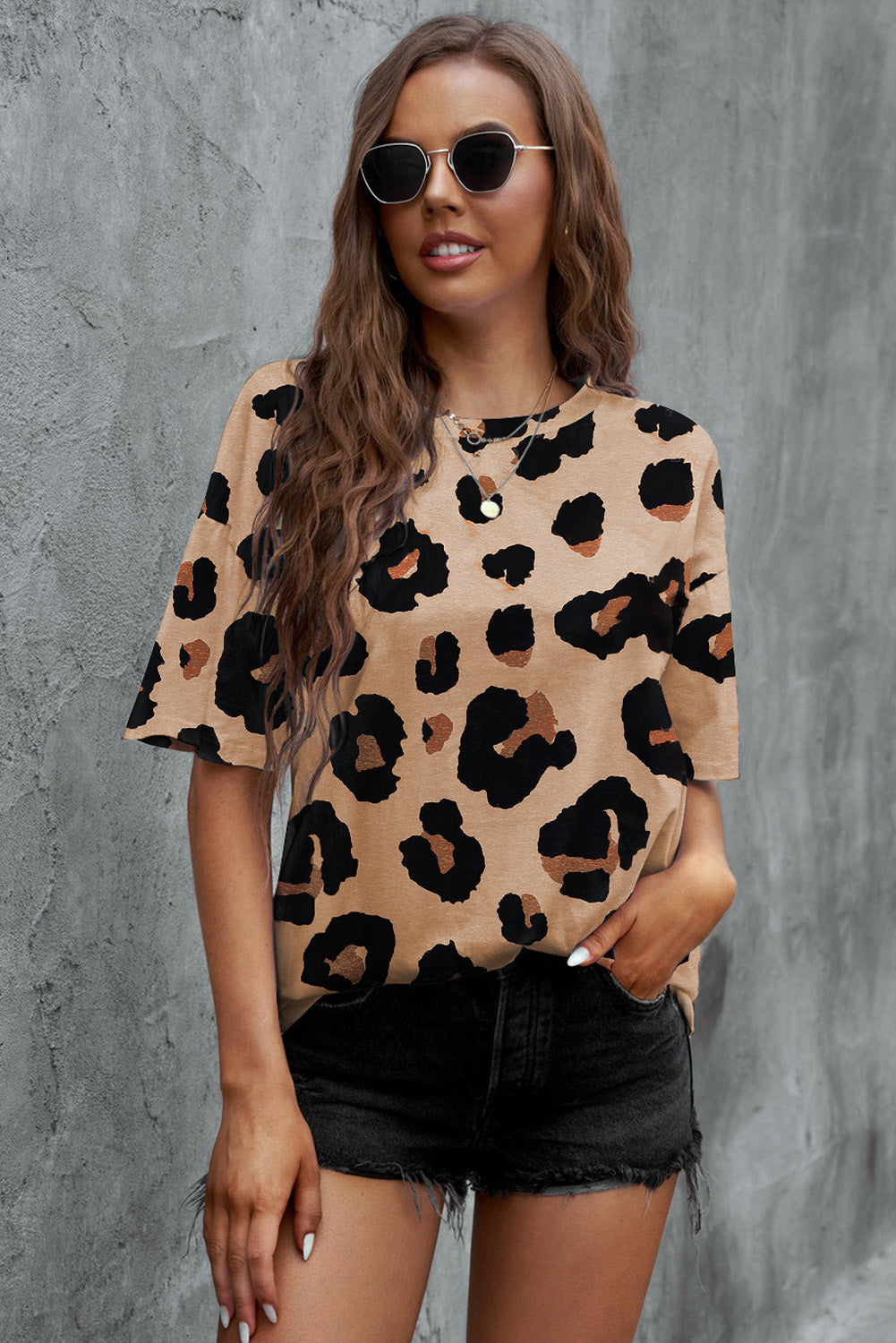 Vriendje luipaardprint los T-shirt