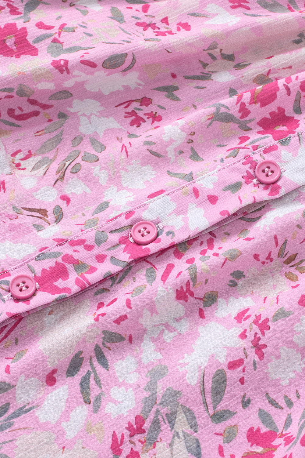 Roze bloemen mandarijn kraag top