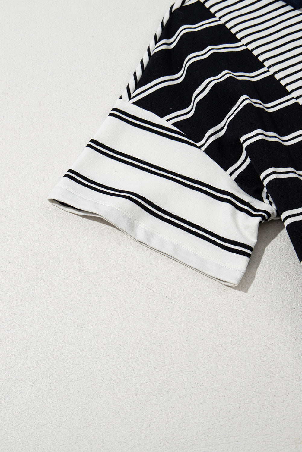Black Stripe Half Placket Polo T -shirtjurk