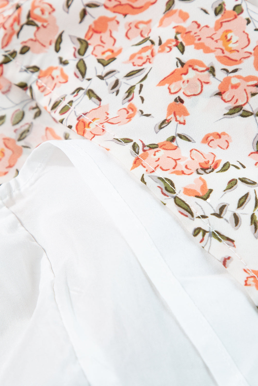 Oranje roze bloemen geknoopte riemen gelaagde babydoll -jurk