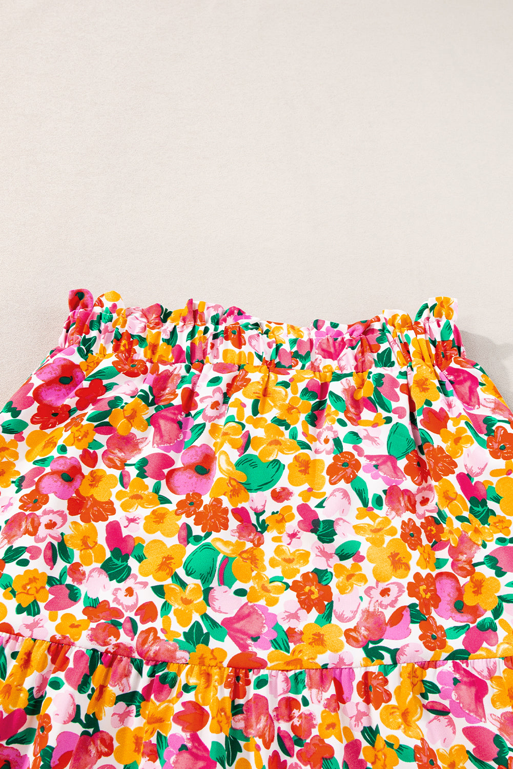 Gele Boho bloemenprint gelaagde lange rok