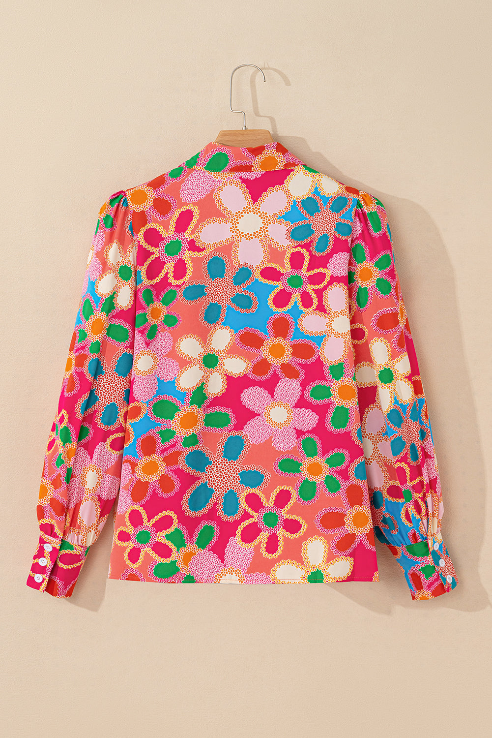 Overhemd met veelkleurige bloemenprint en bubbelmouwen
