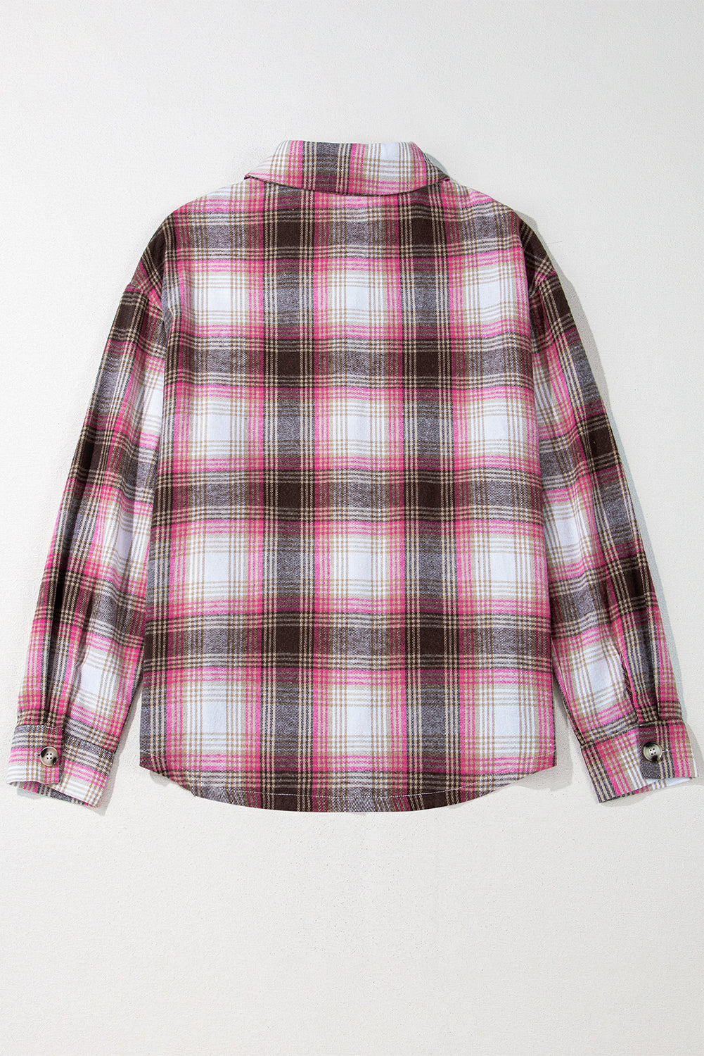 Roze geruite klepzak met knoopsluiting