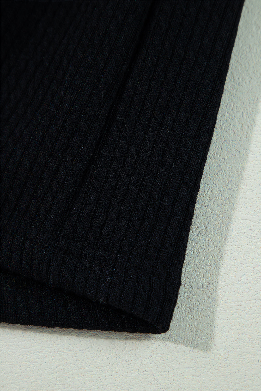 Zwart vaste kleur corduroy knoopte kuipet met lange mouwen