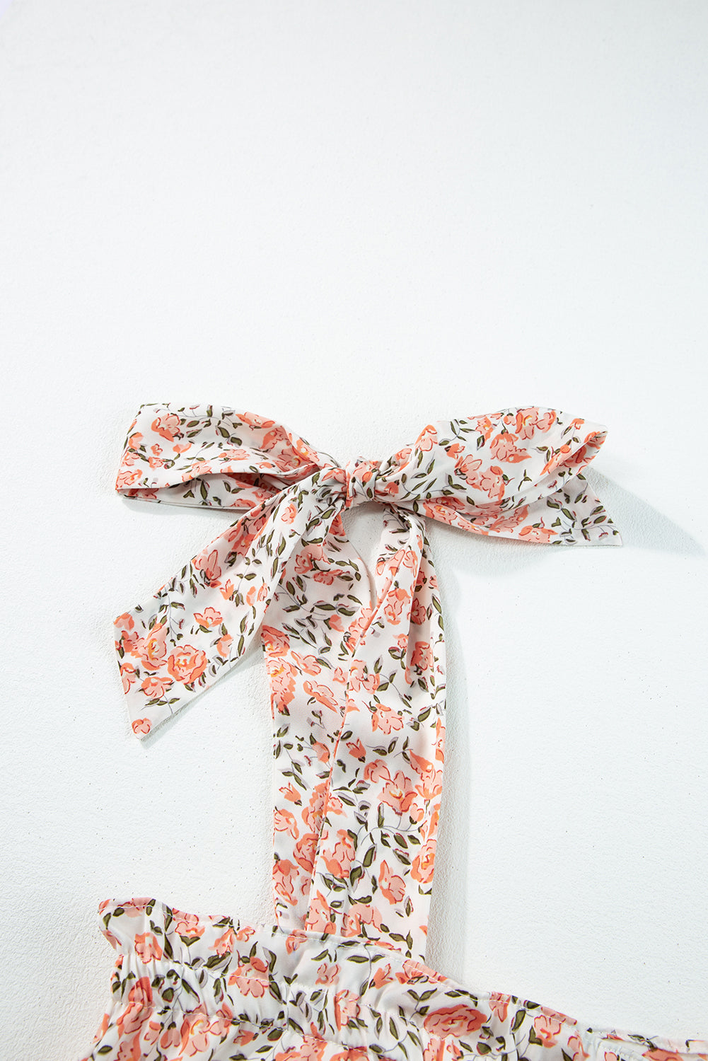 Oranje roze bloemen geknoopte riemen gelaagde babydoll -jurk