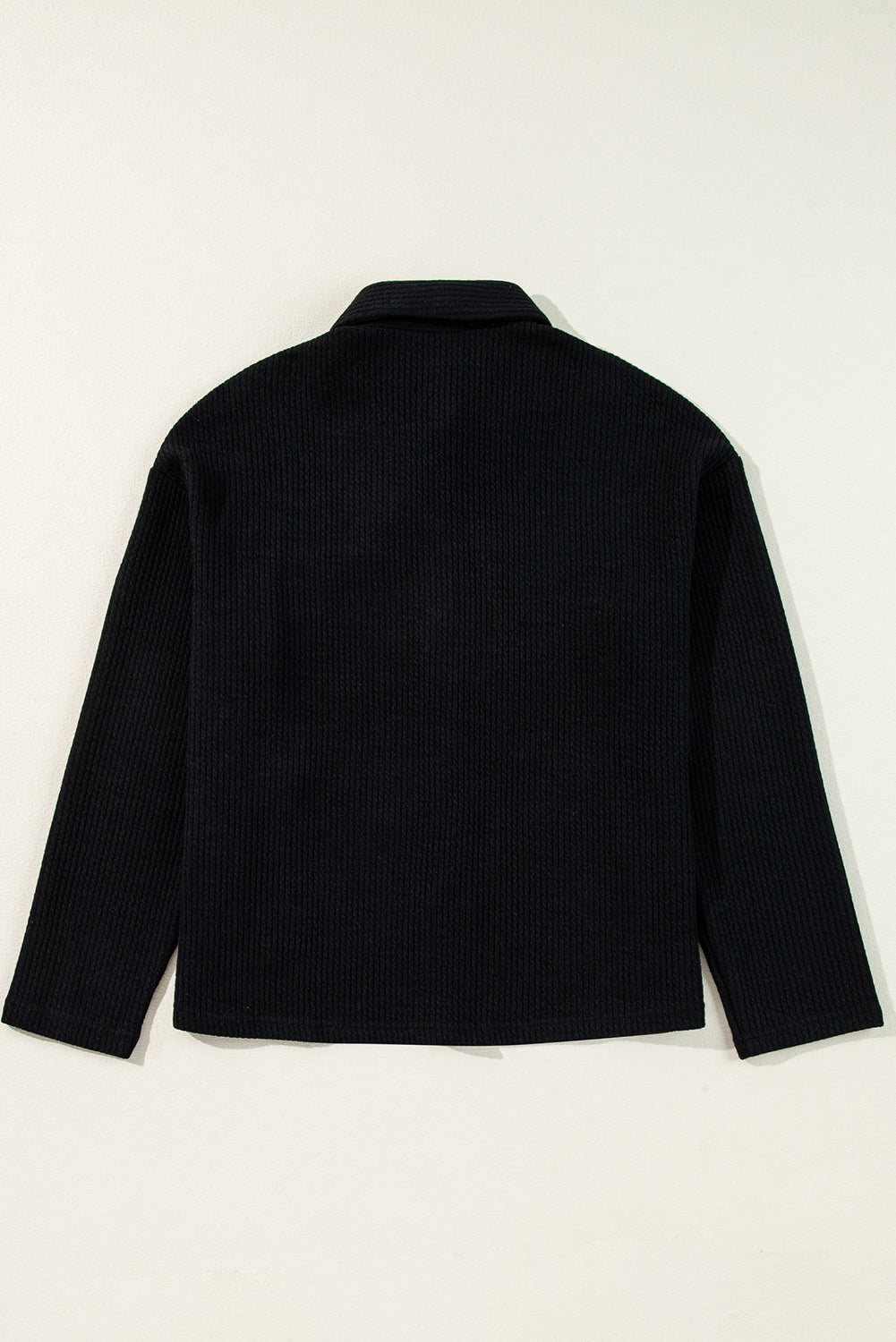 Zwart vaste kleur corduroy knoopte kuipet met lange mouwen