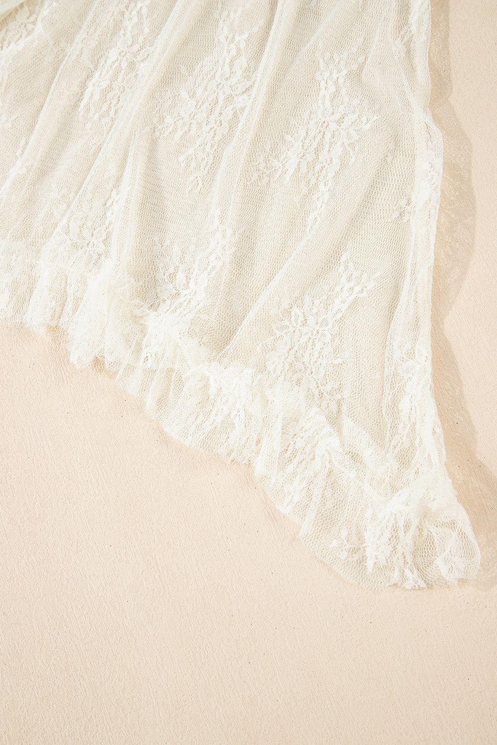Beige Lace Cascading Tiered High Taille Maxi Rok