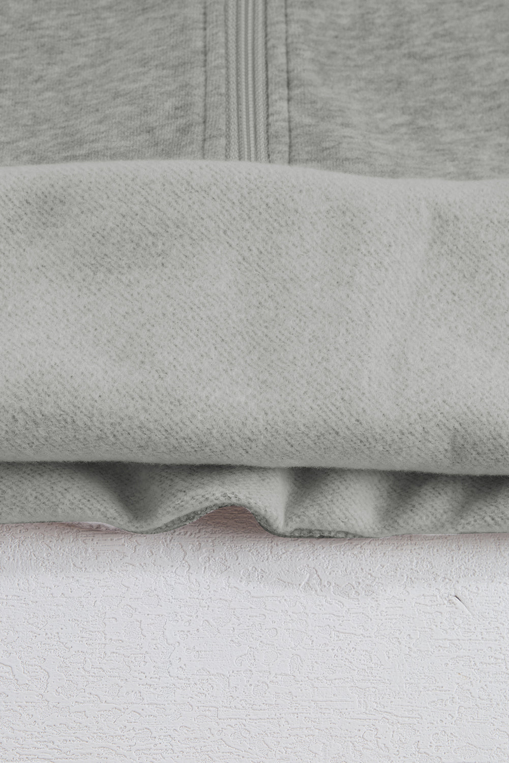 Smoke Green Fleece Lined Zip Up Stand Collar Thumbhole Sleeve Sweatshirt
