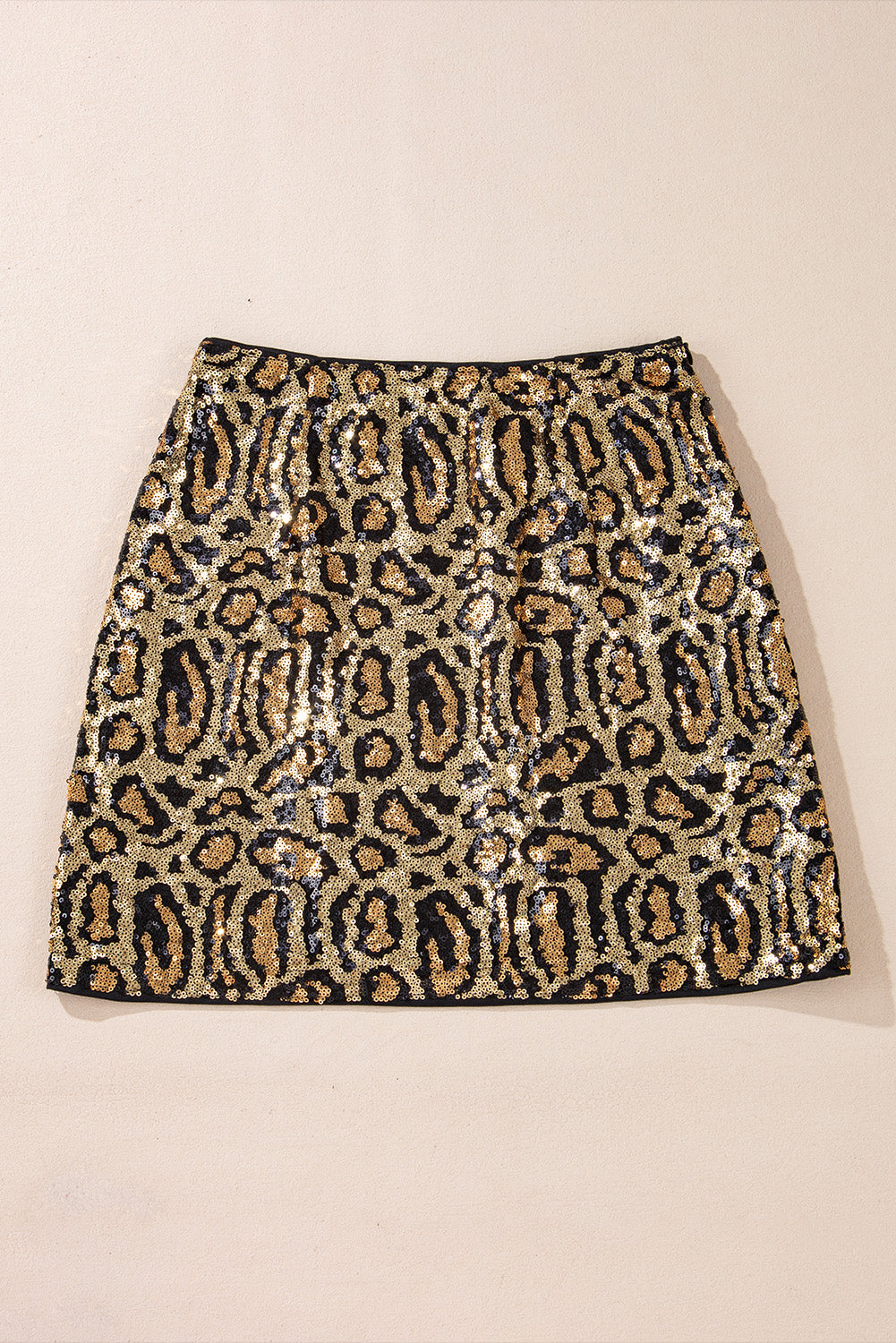 Bruine lovertjes luipaardprint disco mini rok