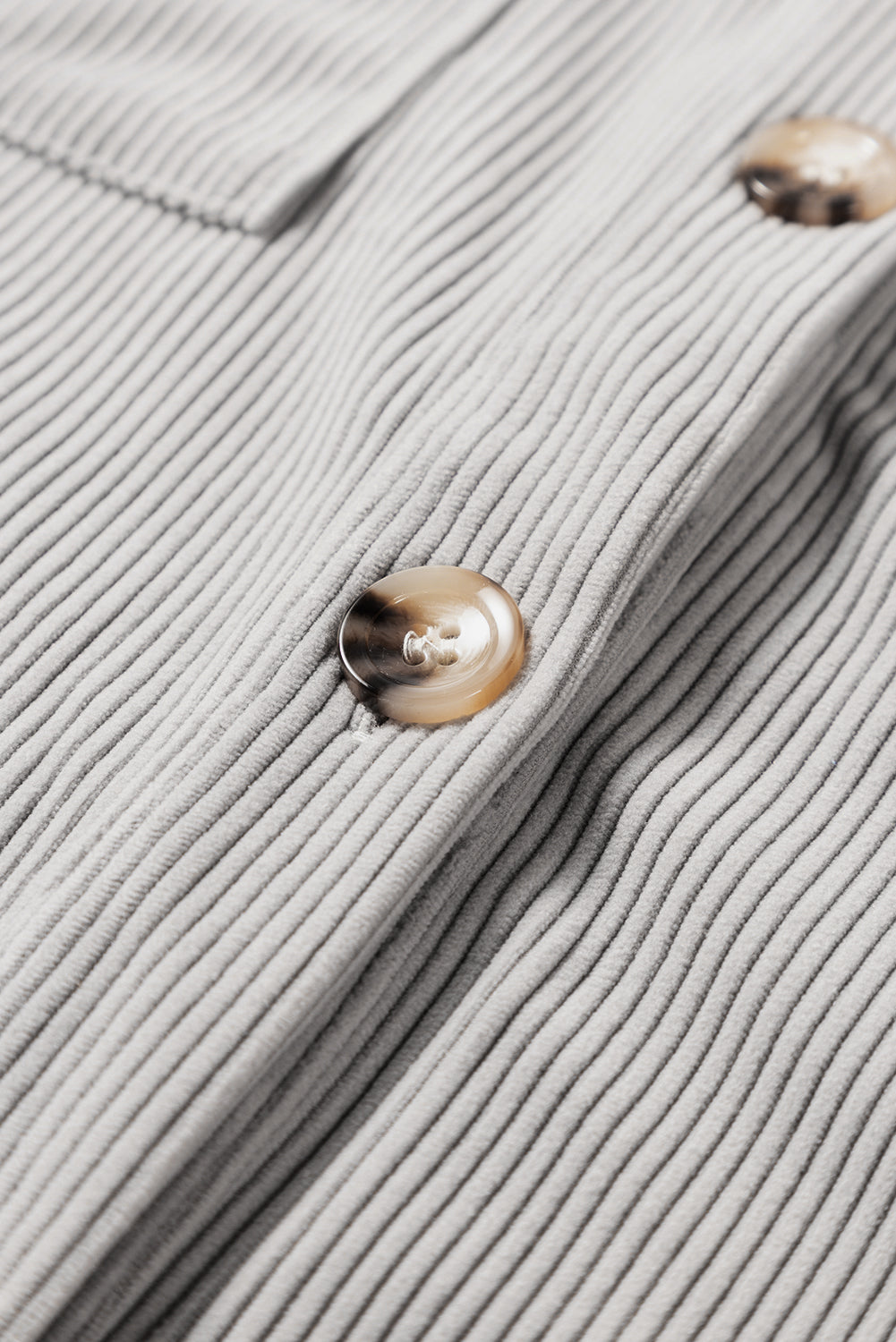 Lichtgrijze corduroy shacket met capuchon en trekkoordzakken