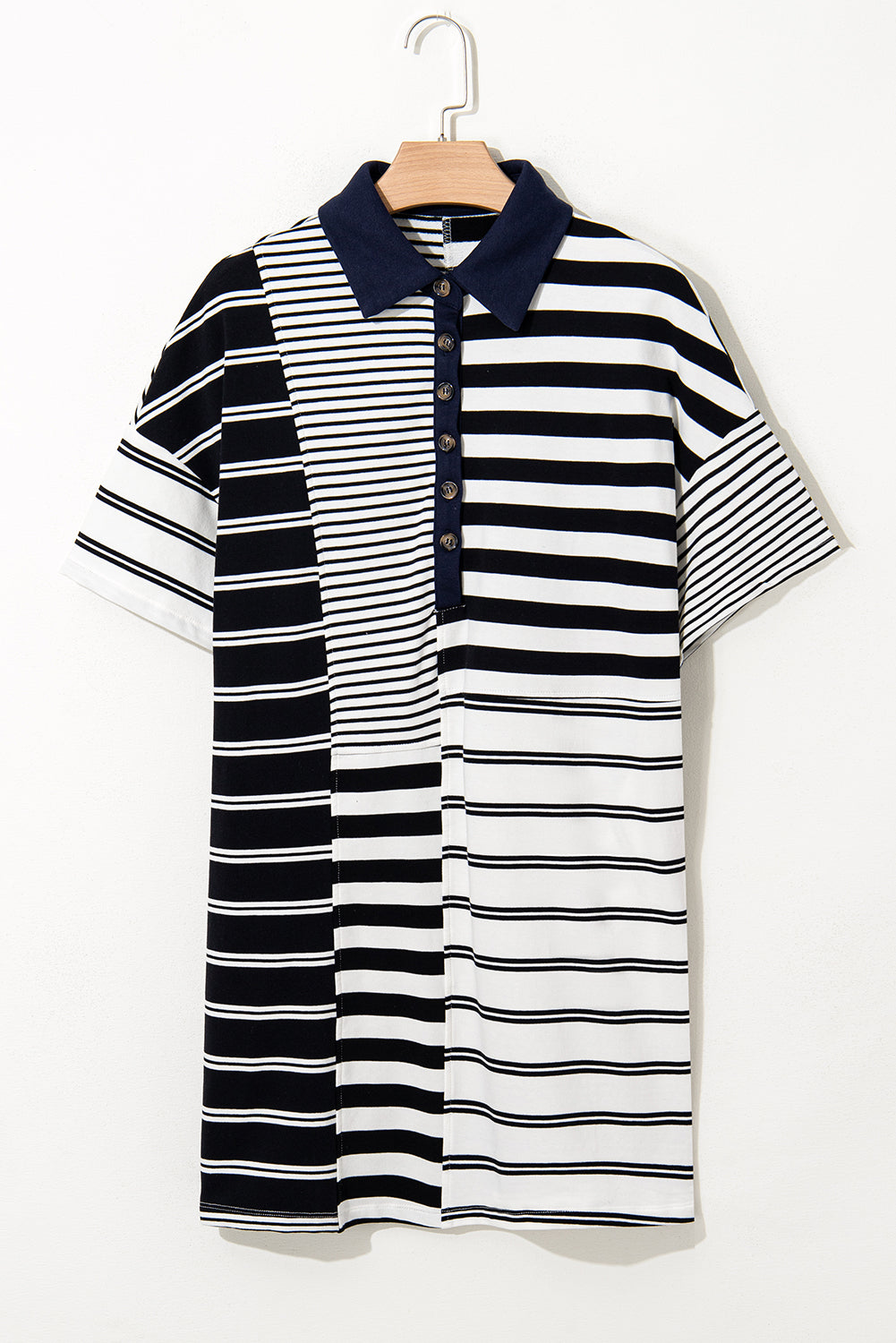 Black Stripe Half Placket Polo T -shirtjurk