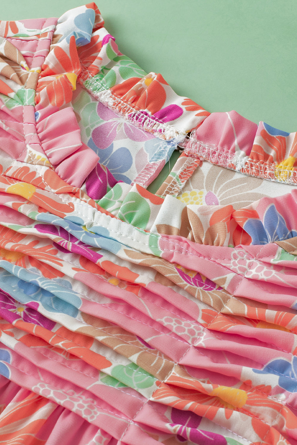 Roze geplooide blouse met ruches en fladdermouwen