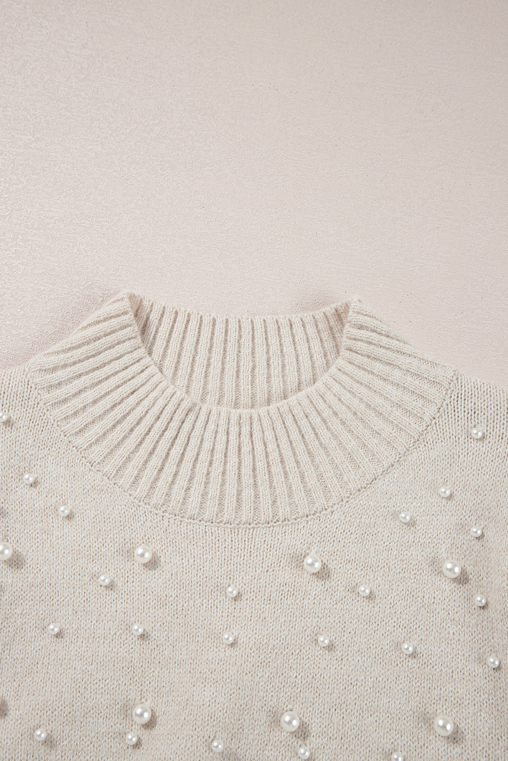 Perkament Pearl kralen high necy bodycon trui jurk