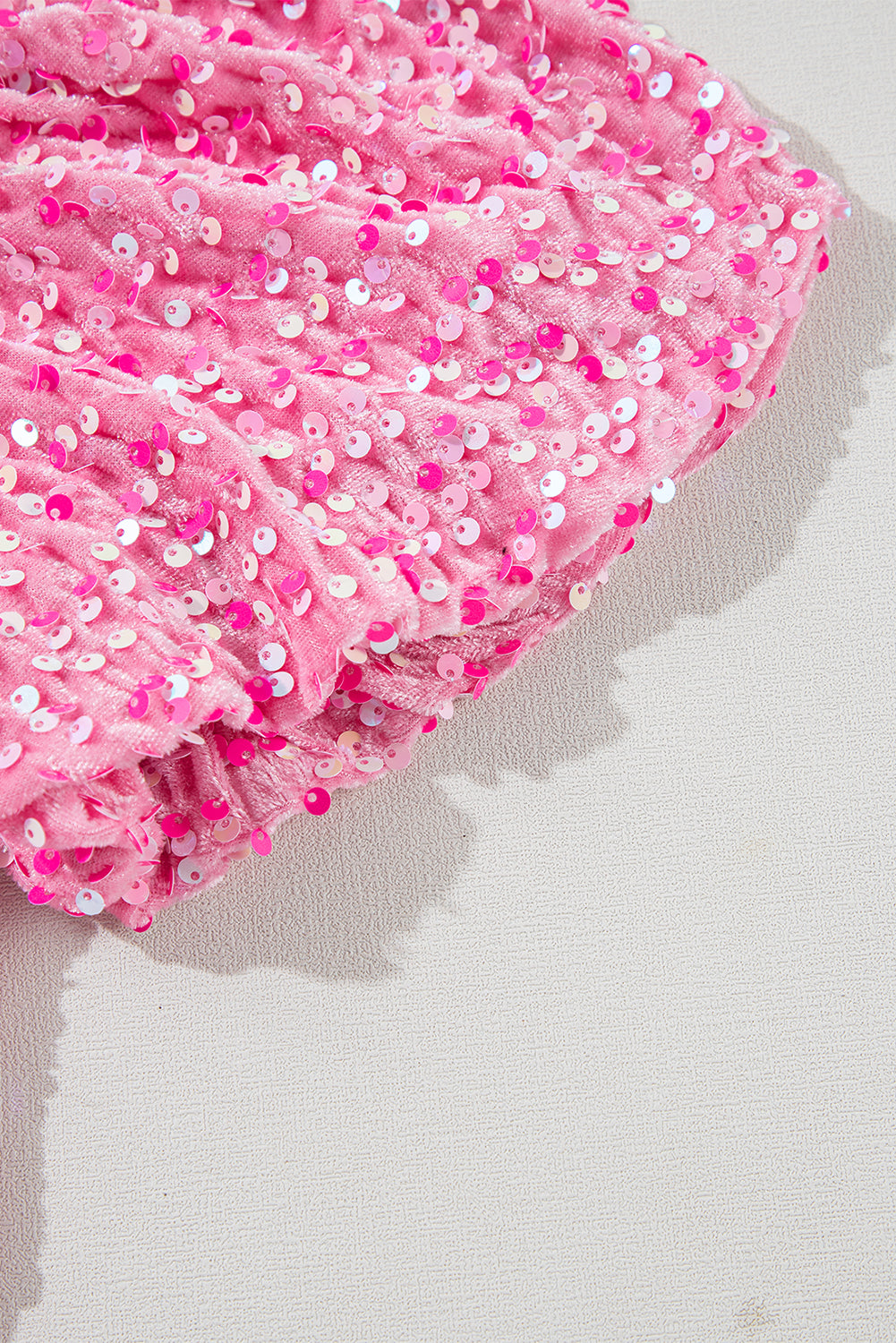 Roze pailletten een schouder pofmouw bodycon mini-jurk