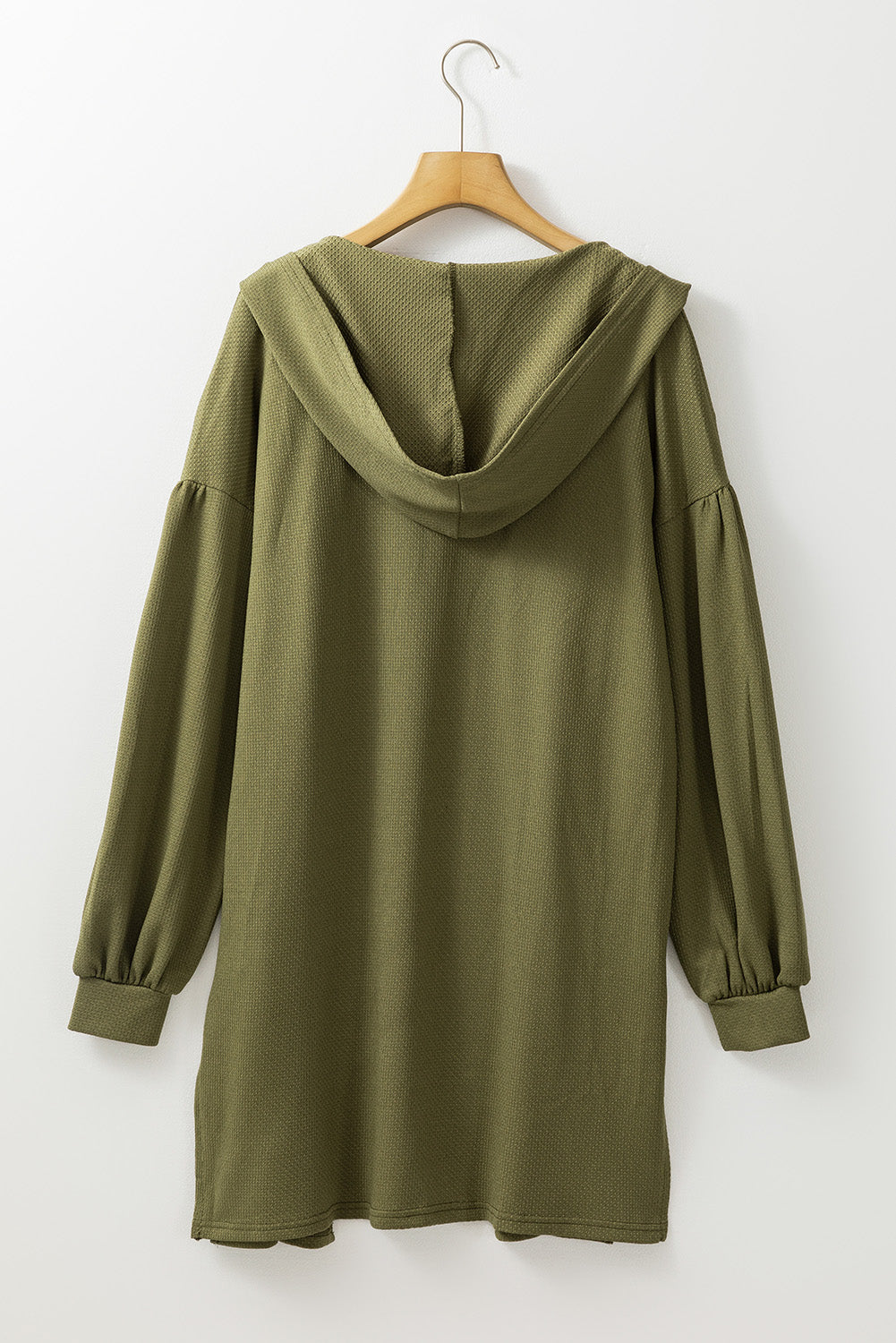 Guacamole Groene Capuchon Zijsplit Open Cardigan met Zak