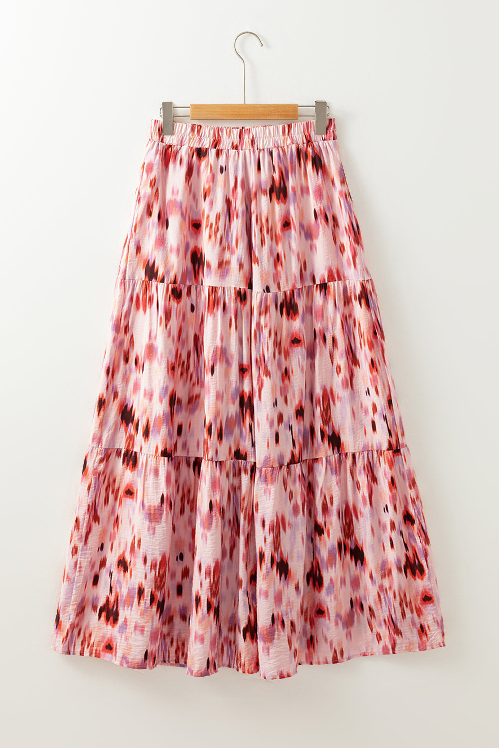Roze abstracte aquarel tie kleurstof gelaagde maxi rok
