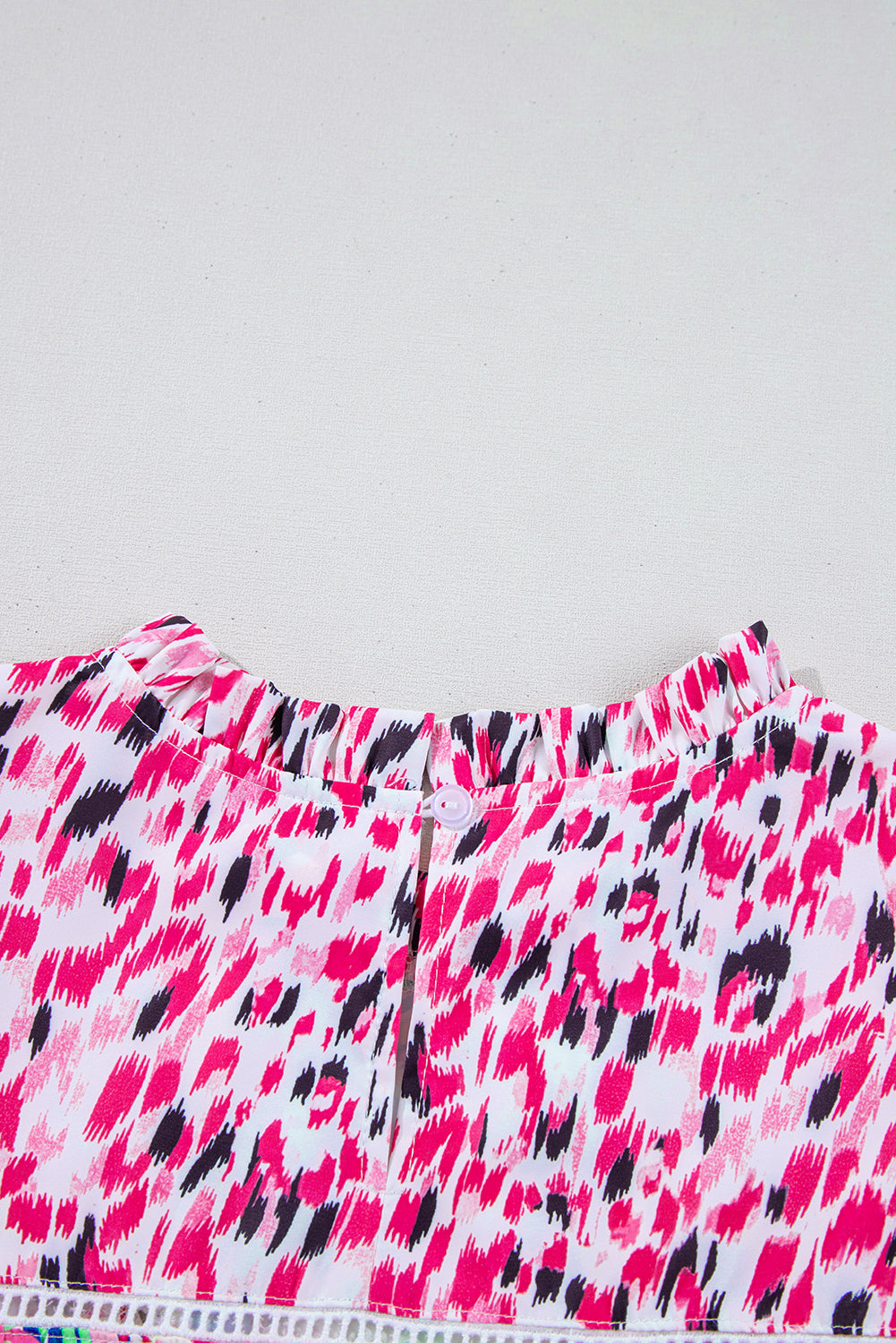 Roze bloemen gemengde print ruches cap mouw blouse