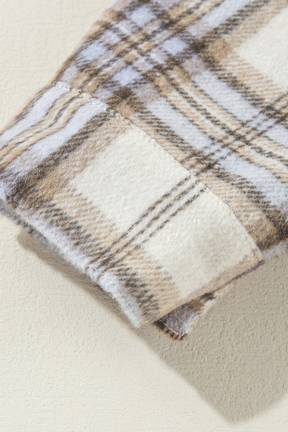 Witte tuniek met geruite print, grote maat shacket met splitten