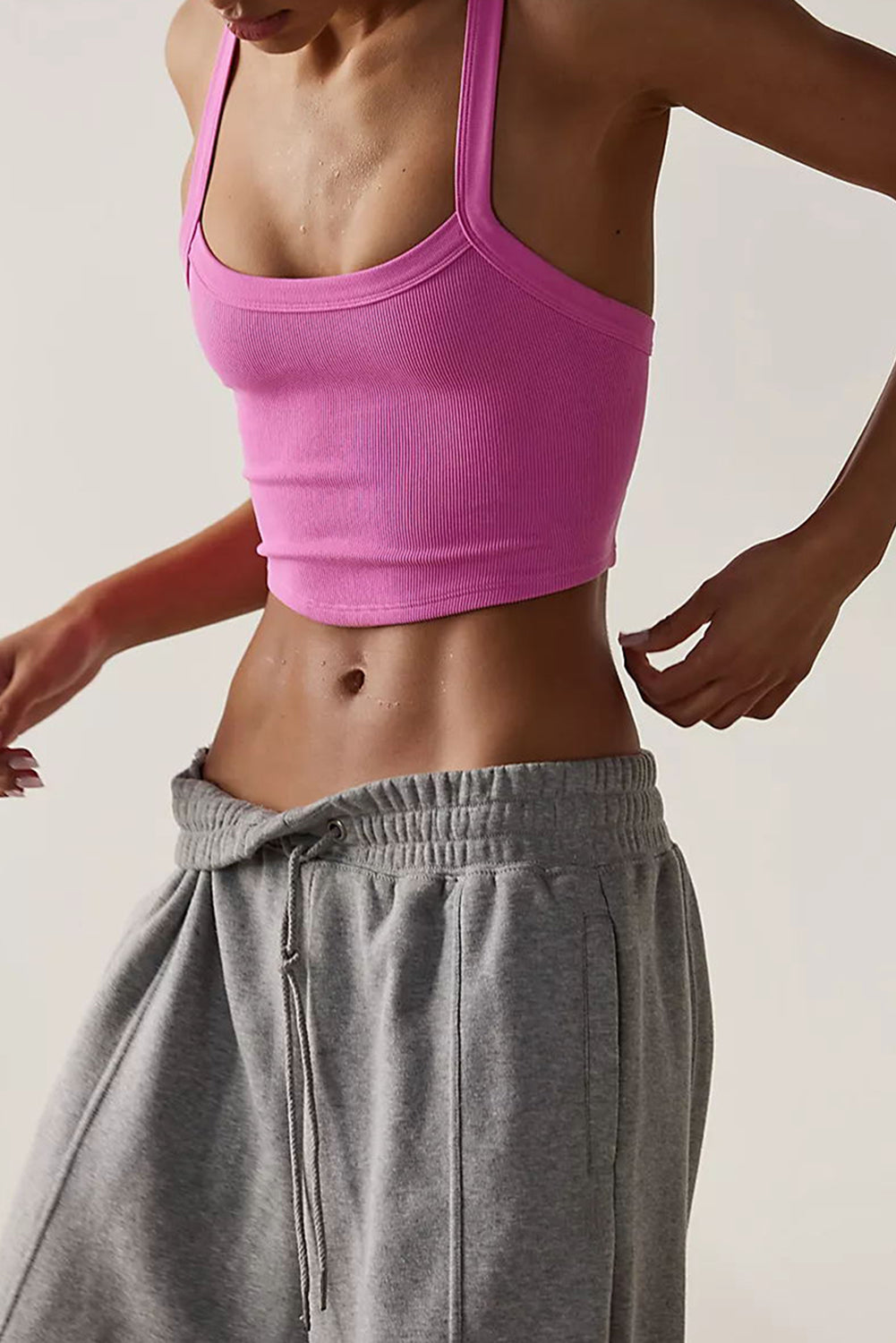 Bonbon atletische geribbelde cropped cami-top