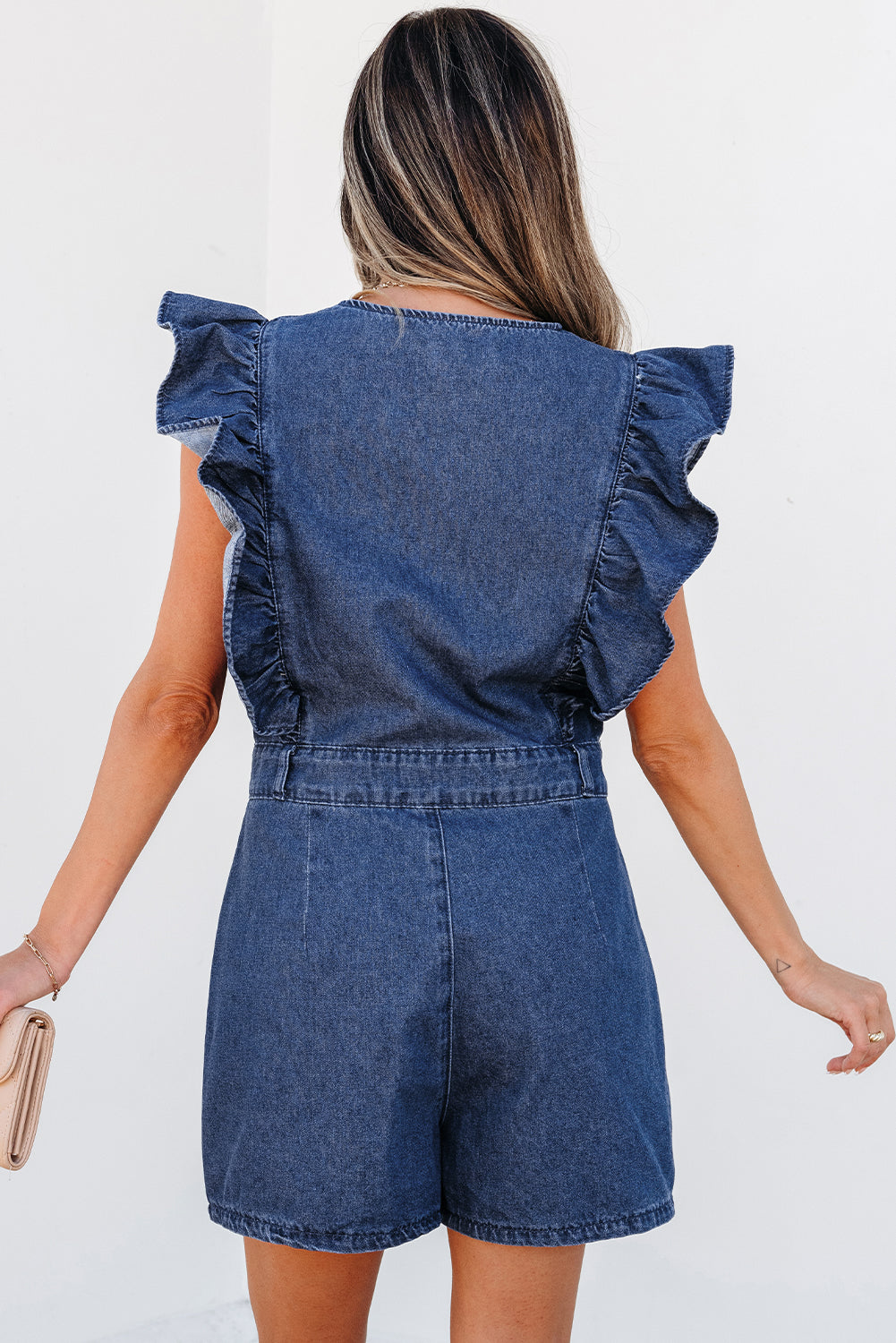 Zeil blauw denim gegolfd rits