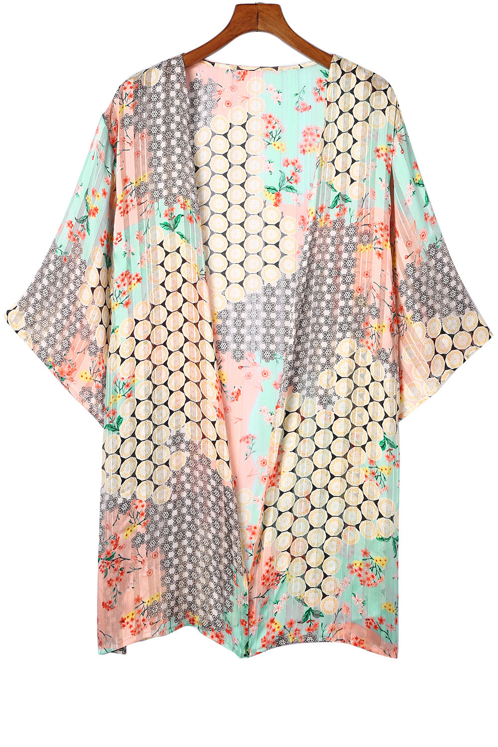 Veelkleurige bloemen open pure glanzende kimono