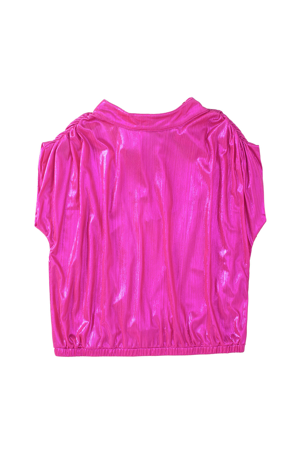 Felroze blouse met ruches, geknoopte rug en mouwen