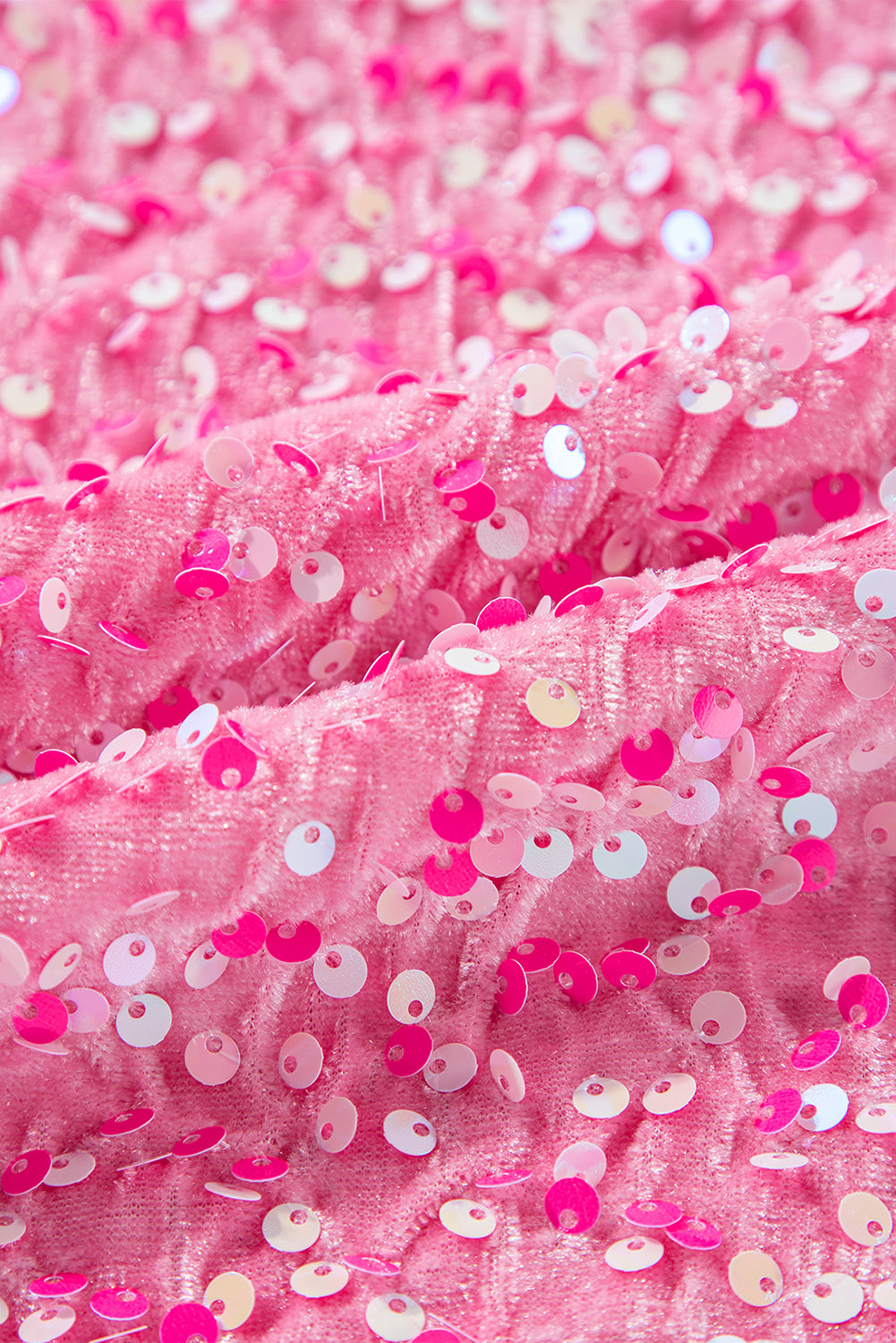 Roze pailletten een schouder pofmouw bodycon mini-jurk