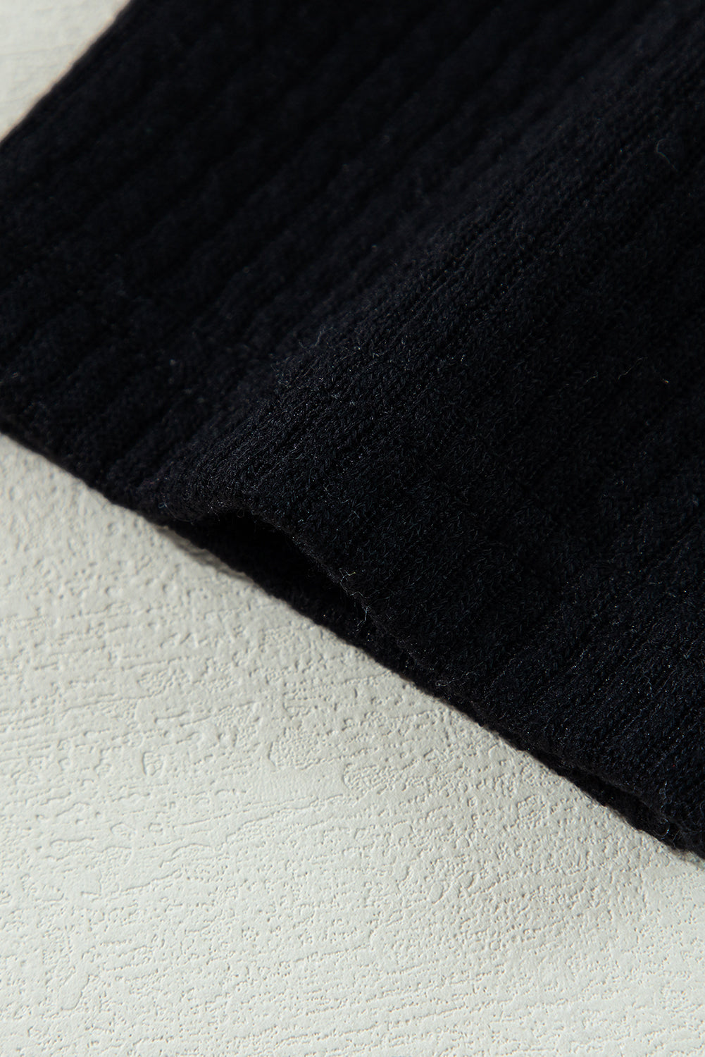 Zwart vaste kleur corduroy knoopte kuipet met lange mouwen