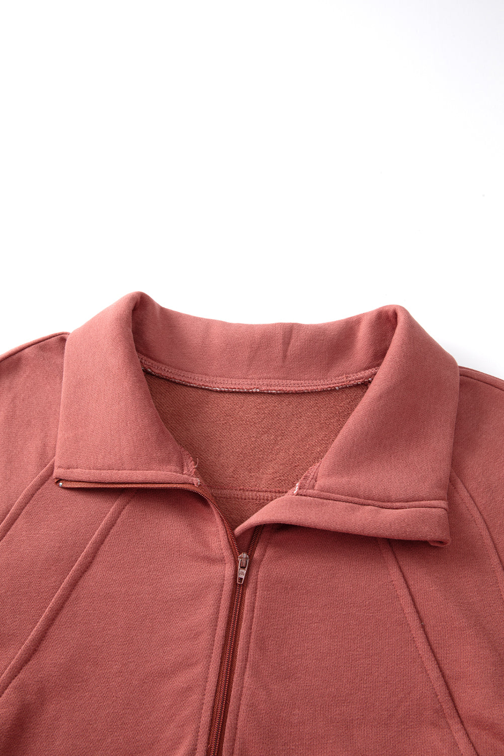 Smoke Green Fleece Lined Zip Up Stand Collar Thumbhole Sleeve Sweatshirt