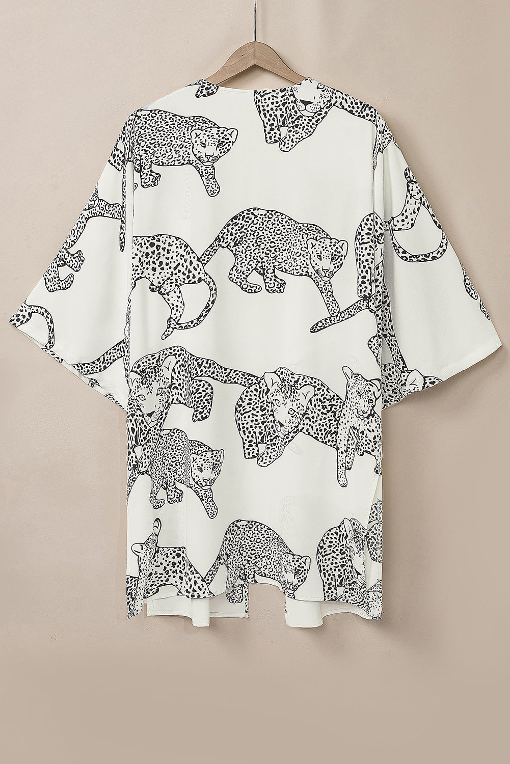 Witte Cheetah-print losse pasvorm open voorkant kimono