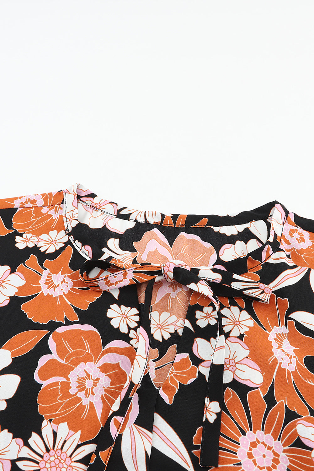 Bruine babydollblouse met 3/4 mouwen en bloemenprint