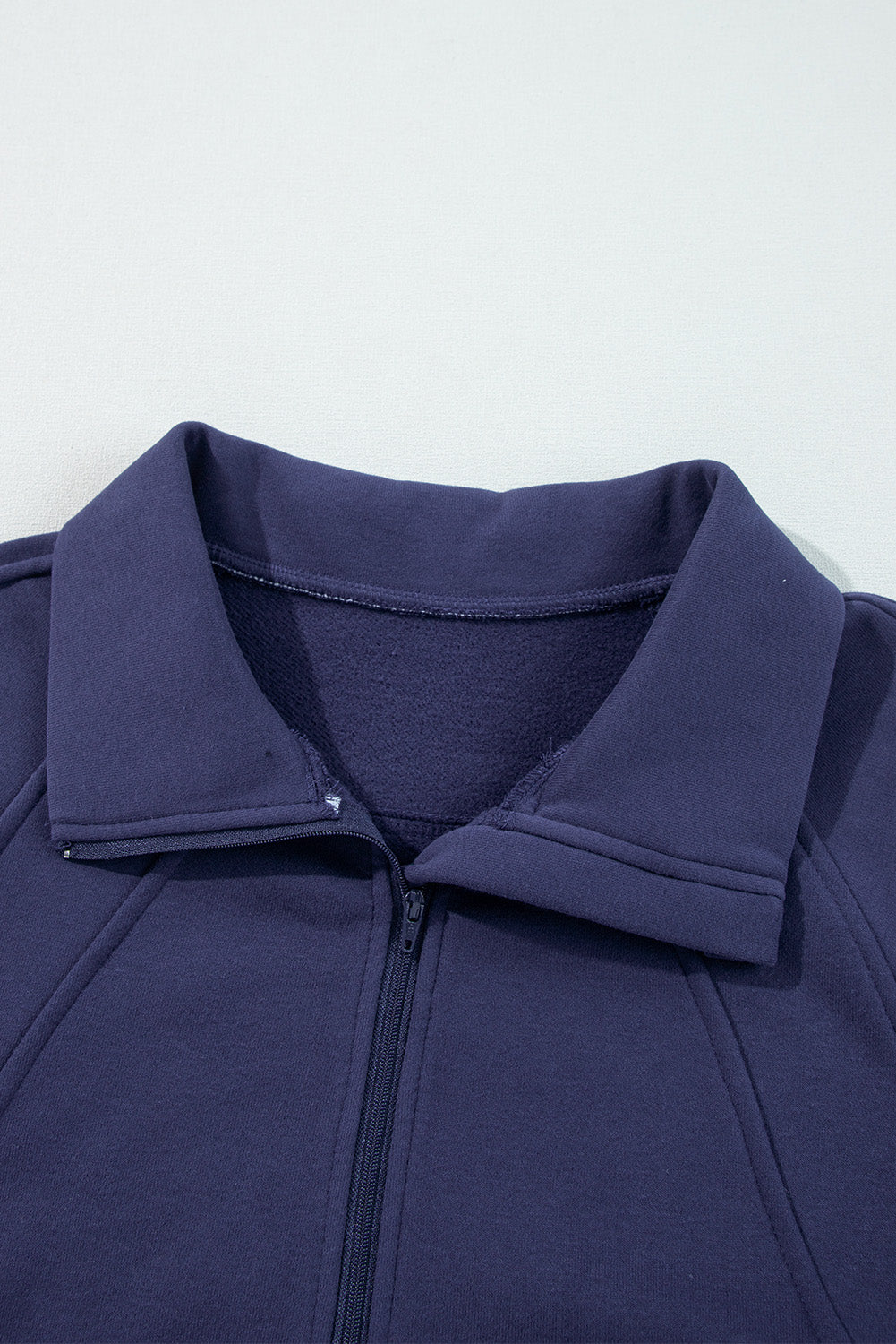 Smoke Green Fleece Lined Zip Up Stand Collar Thumbhole Sleeve Sweatshirt