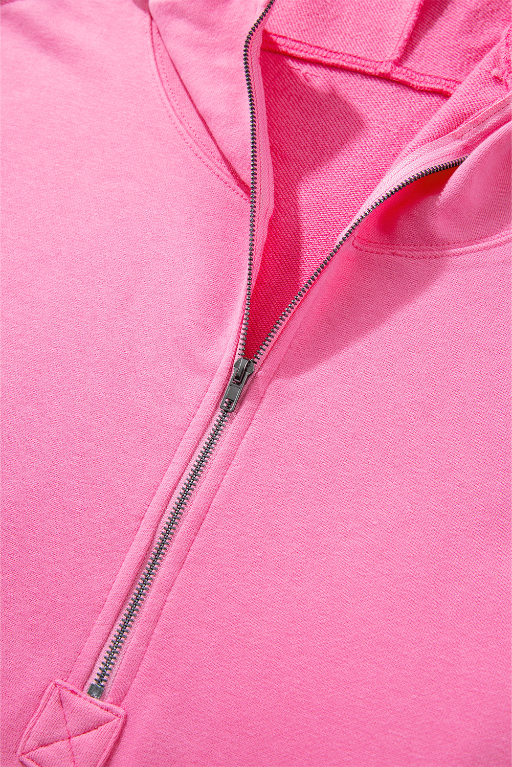 Black Solid Kangaroo Pocket Half Zipper Oversized Hoodie