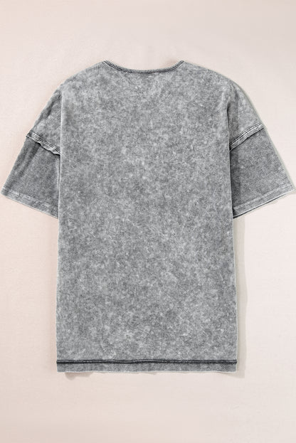 Filippijns grijs mineraal gewassen oversized T-shirt met zichtbare naad en verlaagde schouder