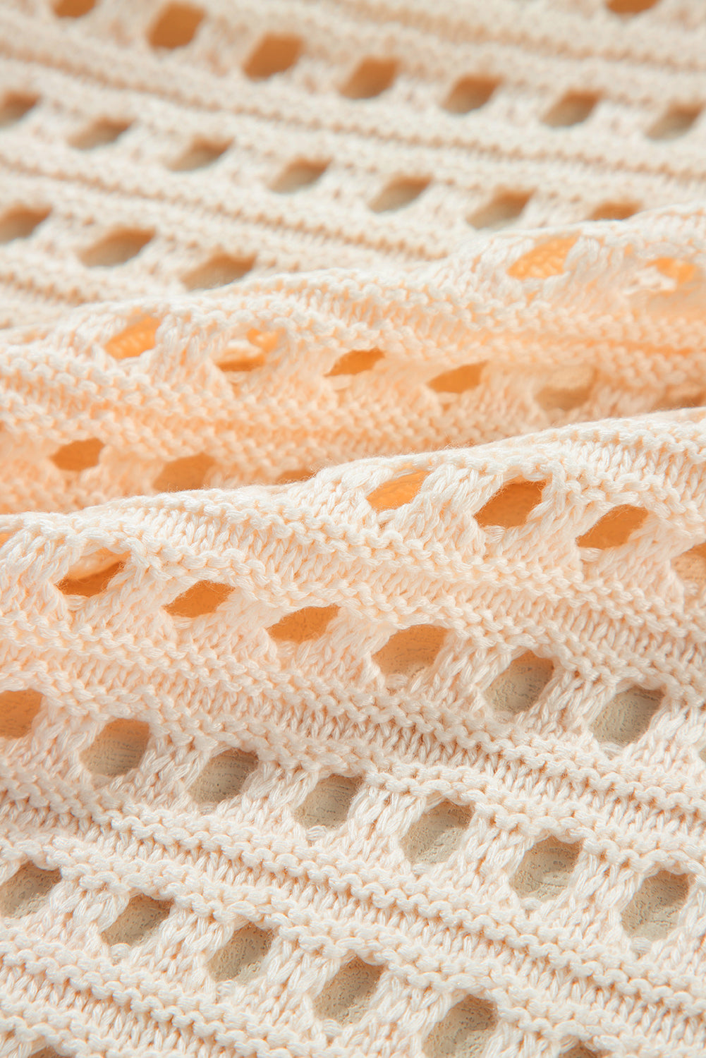 Apricot Solid Color Open Knit Duster Cardigan