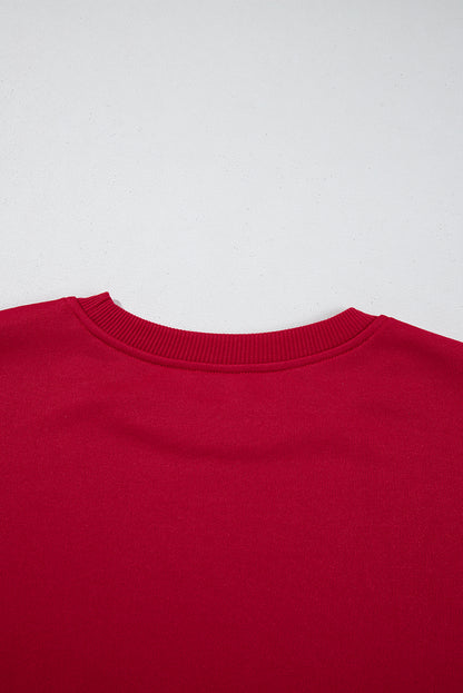 Fiery rood contrast boogdecor laten vallen mouw Crewneck sweatshirt