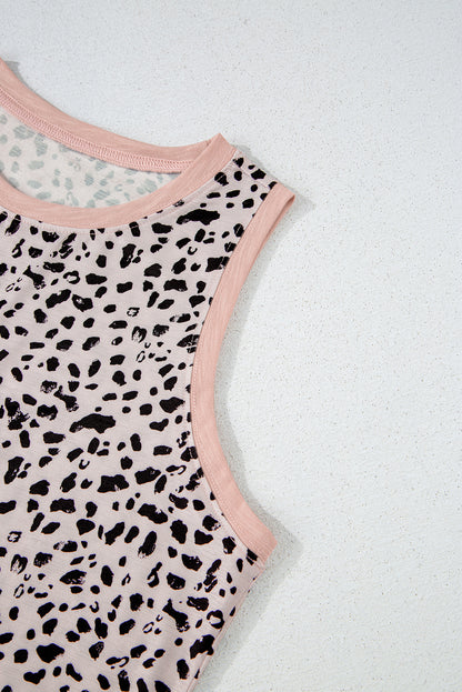 Tanktop met ronde hals en luipaardprint