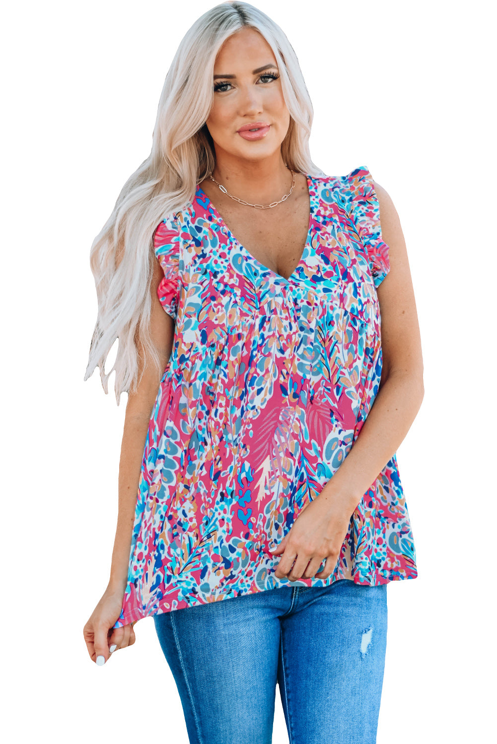 Tanktop met V-hals en Boho-patroonprint