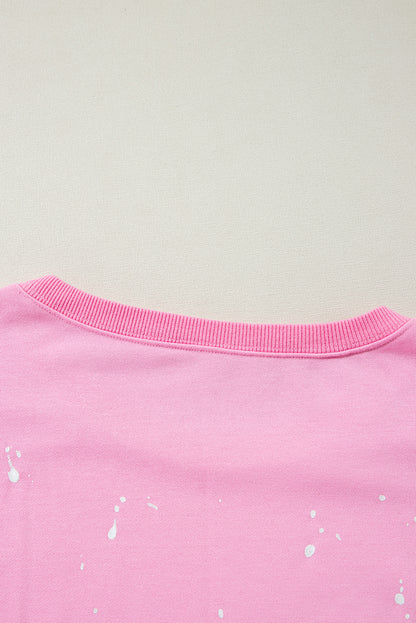 Bonbon Splash Spots Exposed Seam Baggy Sweatshirt