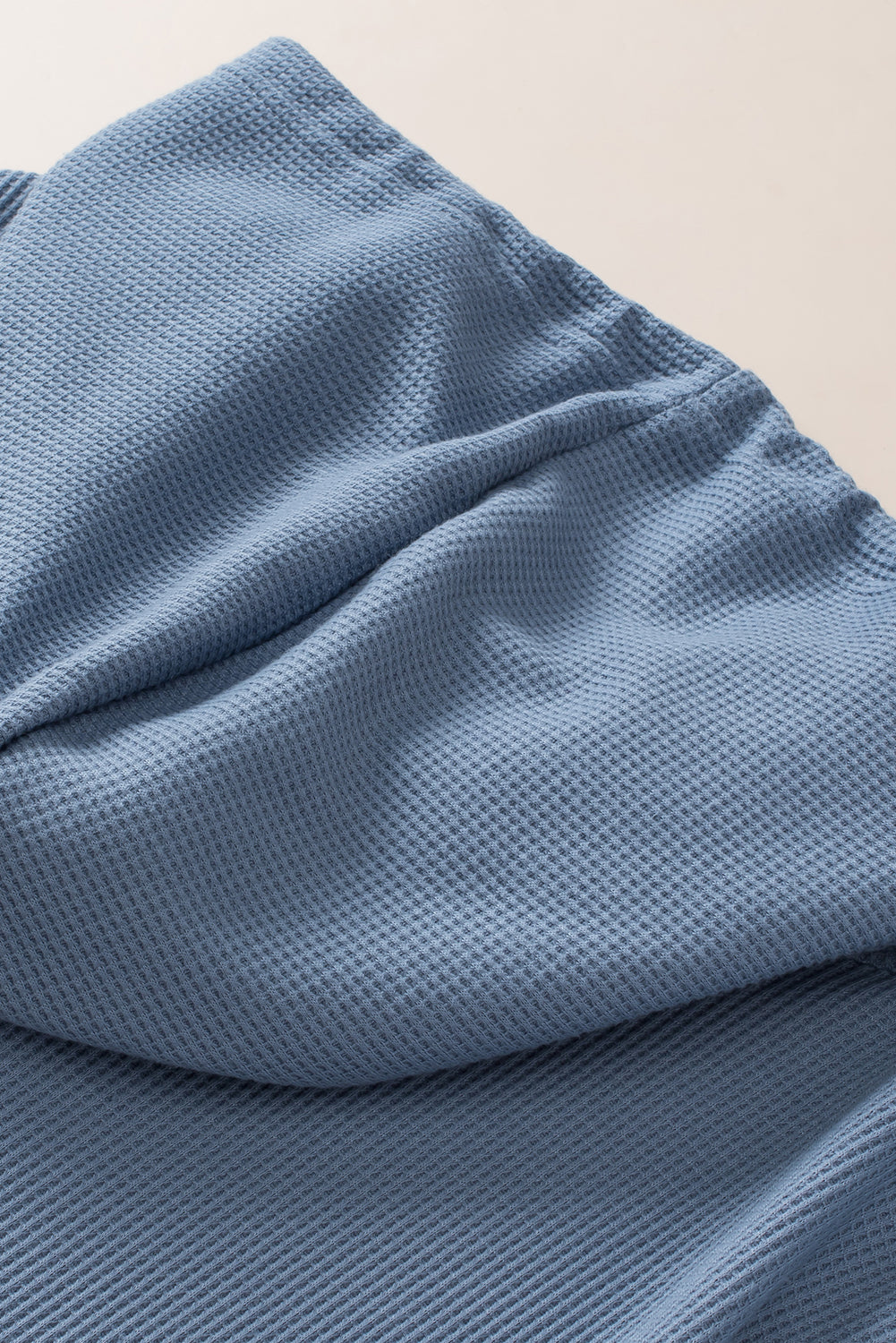 Ashleigh Blue Plus size wafelgebreide hoodie met korte mouwen en trekkoord