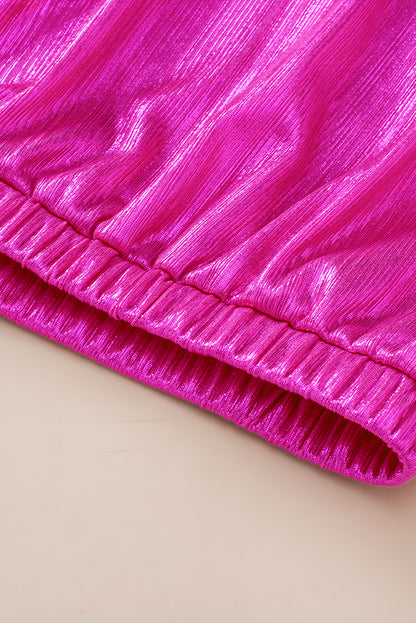 Felroze blouse met ruches, geknoopte rug en mouwen