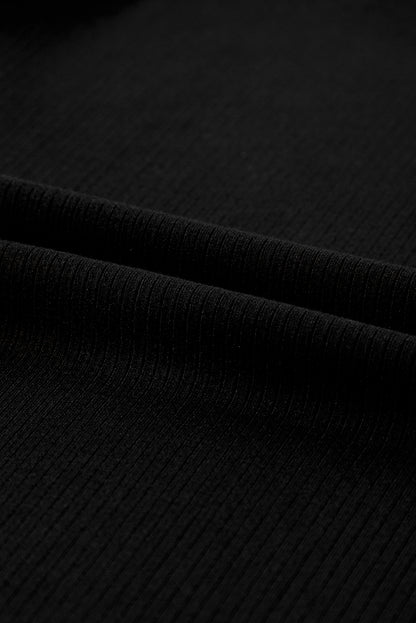 Zwart gestreept T-shirt met ronde hals en mesh mouwen