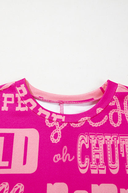 Rose Howdy Cowboy Letter Printed Western Fashion Tee