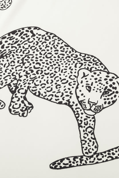 Witte Cheetah-print losse pasvorm open voorkant kimono