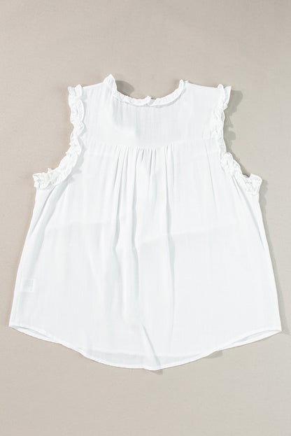 Witte tanktop met splithals en ruches