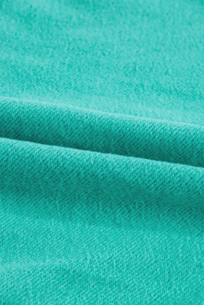 Smoke Green Fleece Lined Zip Up Stand Collar Thumbhole Sleeve Sweatshirt