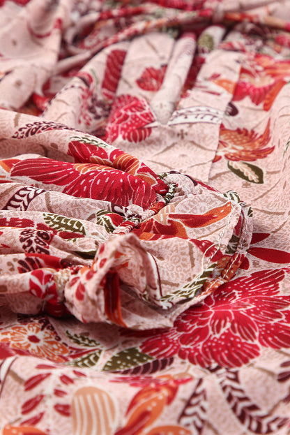 Roze blouse met split en V-hals en print
